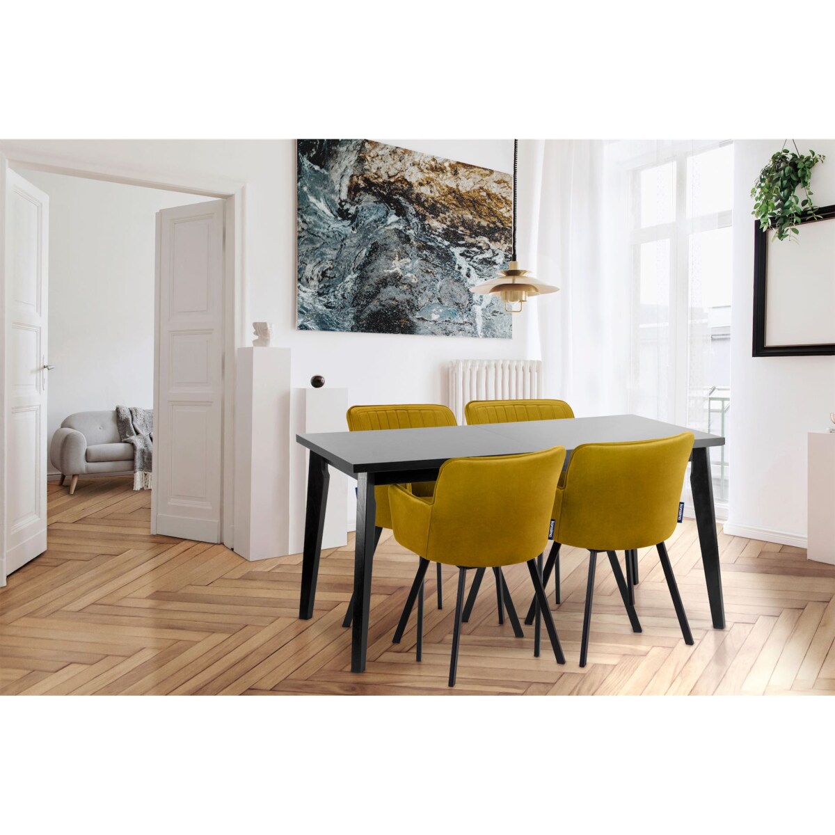 KONSIMO RHENA Stół w skandynawskim stylu rozkładany czarny