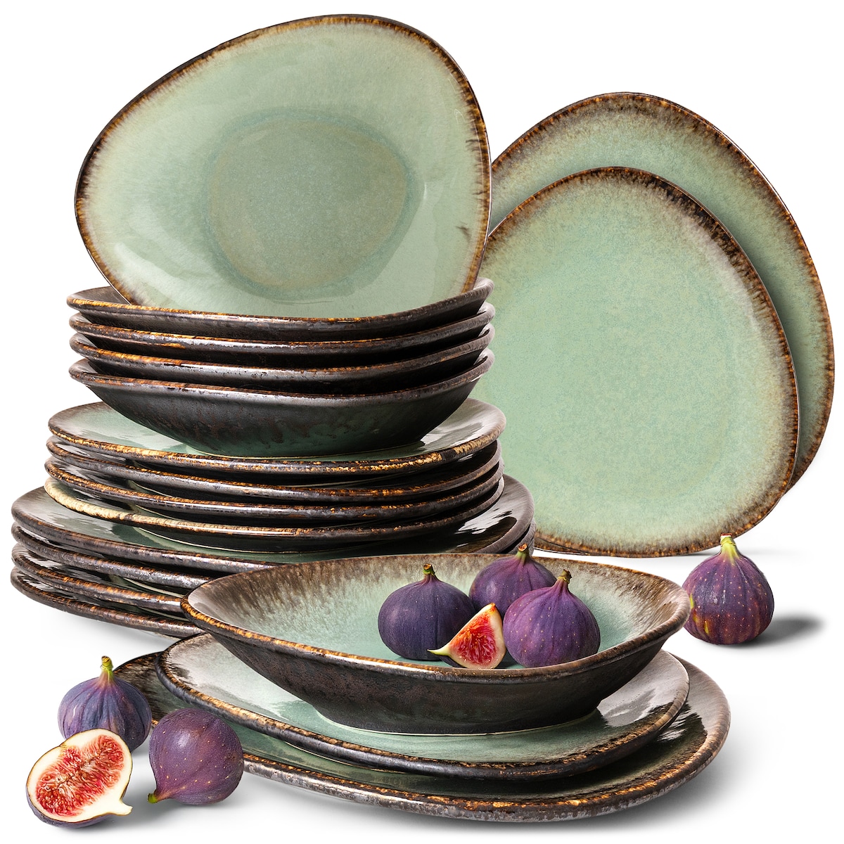 Konsimo PRIMA Zestaw obiadowy 6os. (18 el.), szałwiowy