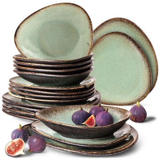 Konsimo PRIMA Zestaw obiadowy 6os. (18 el.), szałwiowy