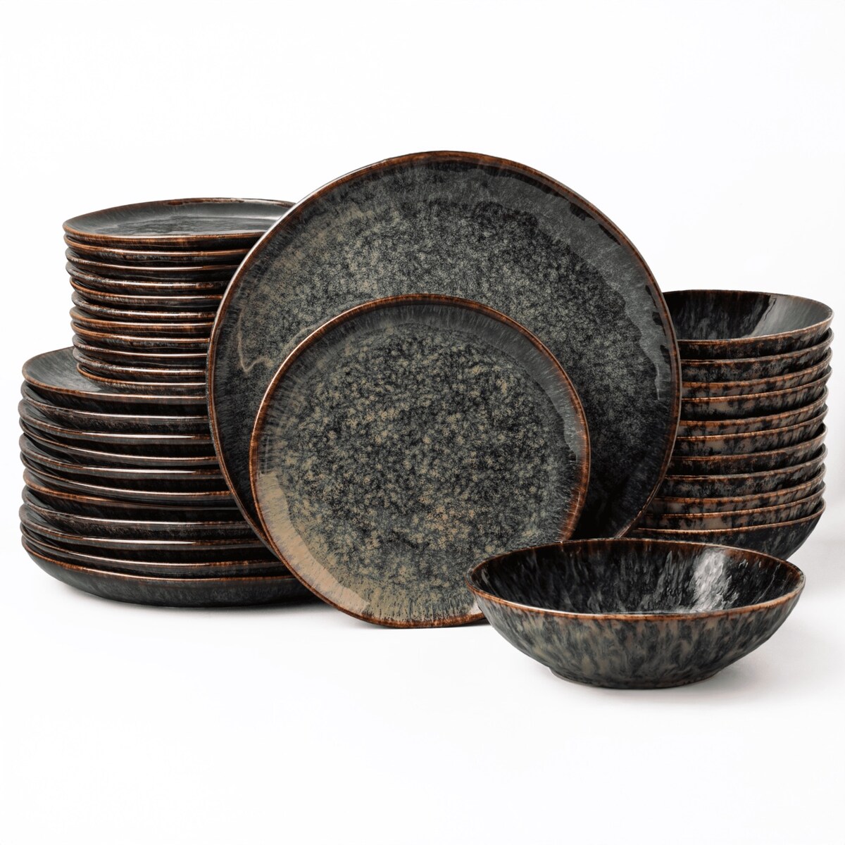 Serwis obiadowy Kasai żółto-zielony na 12 osób 36 szt. Nowoczesny Do zmywarki Komplet talerzy