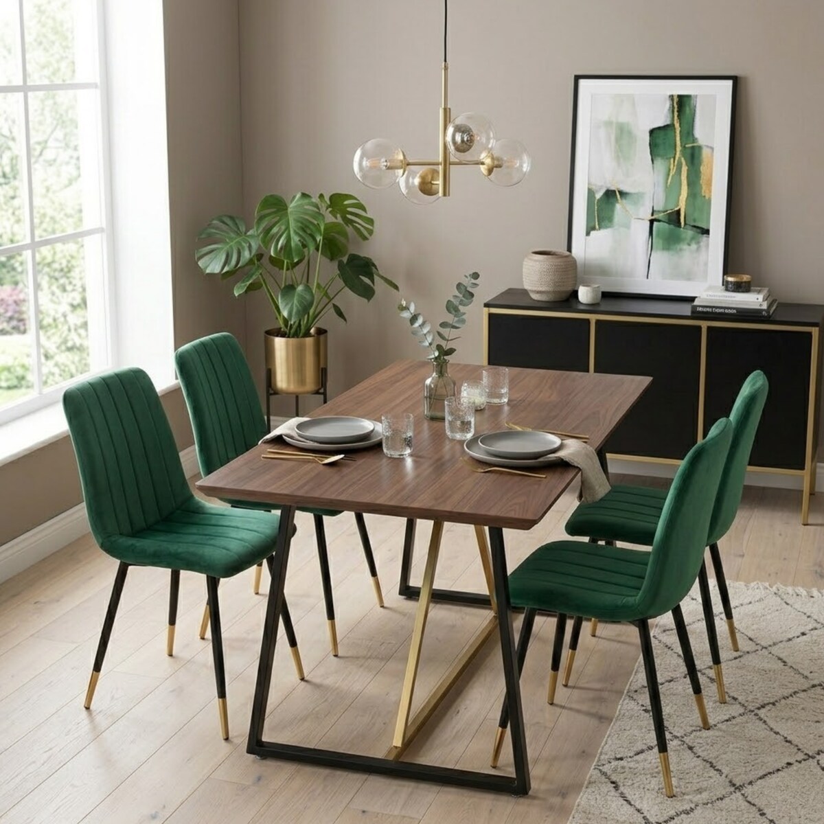 Krzesło welurowe pikowane tapicerowane metalowe nogi do jadalni salonu loft