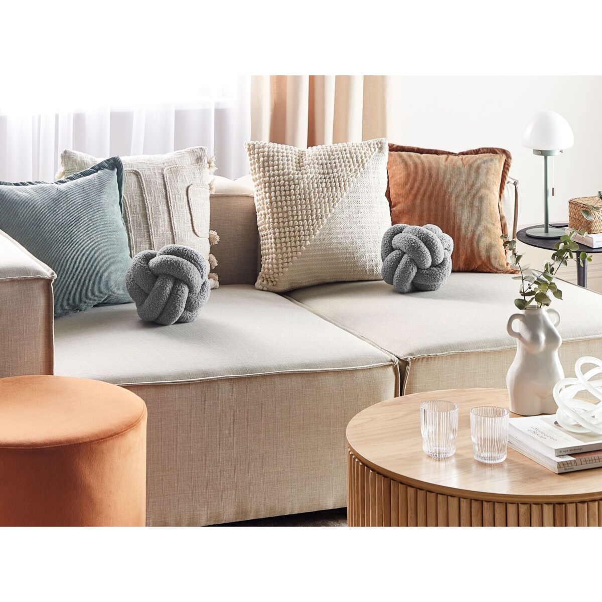 Poduszka dekoracyjna boucle supeł 19 x 19 cm szara MALNI