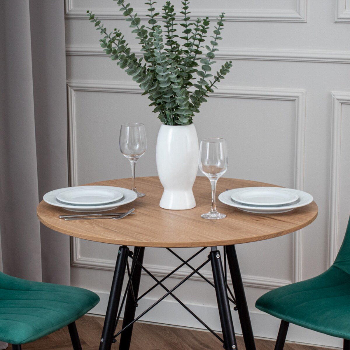 Stół okrągły 80 cm do salonu jadalni blat w kolorze drewna skandynawski