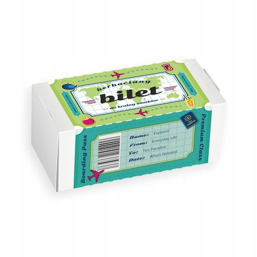 Zestaw prezentowy upominkowy box - 20 różnych smaków herbat liściastych "HERBACIANY BILET" na prezent upominek dla kobiety faceta mężczyzny niej niego