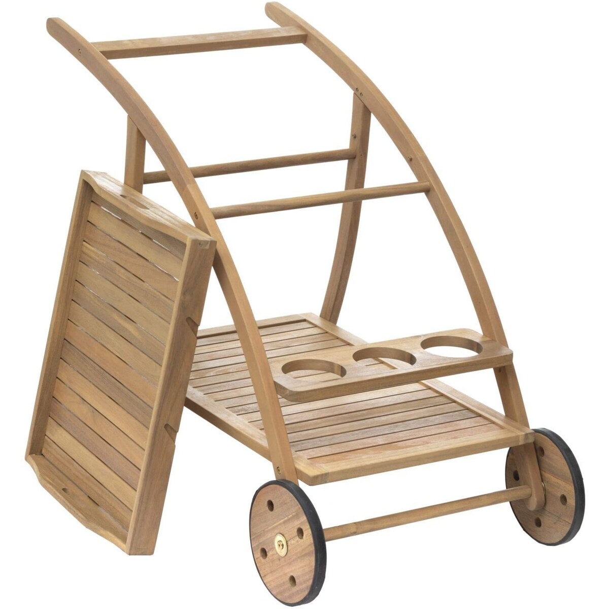 Barek ogrodowy na kółkach TIWI, ze zdejmowaną tacą, drewno akacjowe