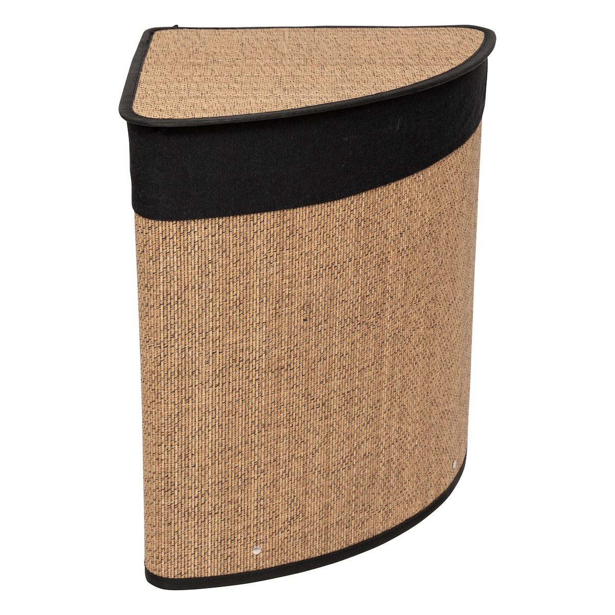 Kosz na pranie narożny LUXE, 48 l, kolor czarny, bambus