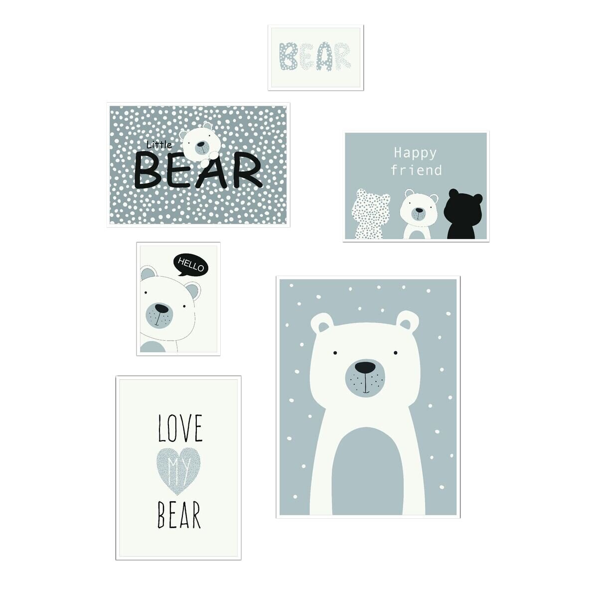 Plakaty do pokoju dziecka THE KING OF THE JUNGLE, 6 ramek