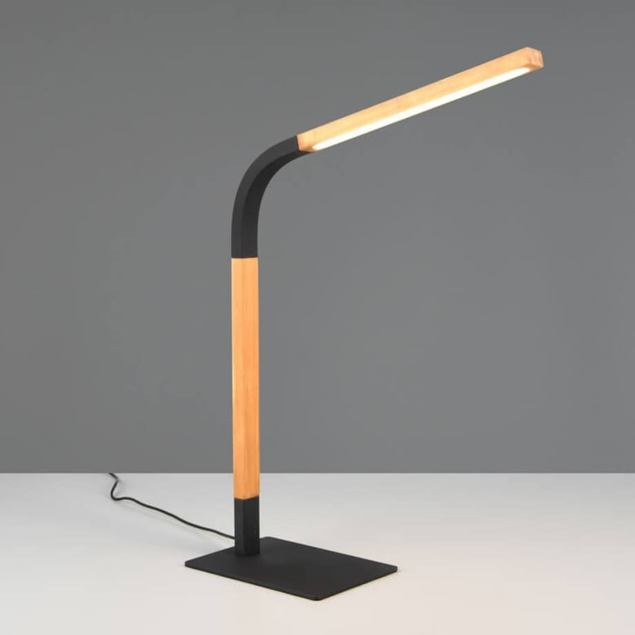 Drewniana lampka gabinetowa Norris 545210132 Trio LED 7W 3000K brązowa czarna