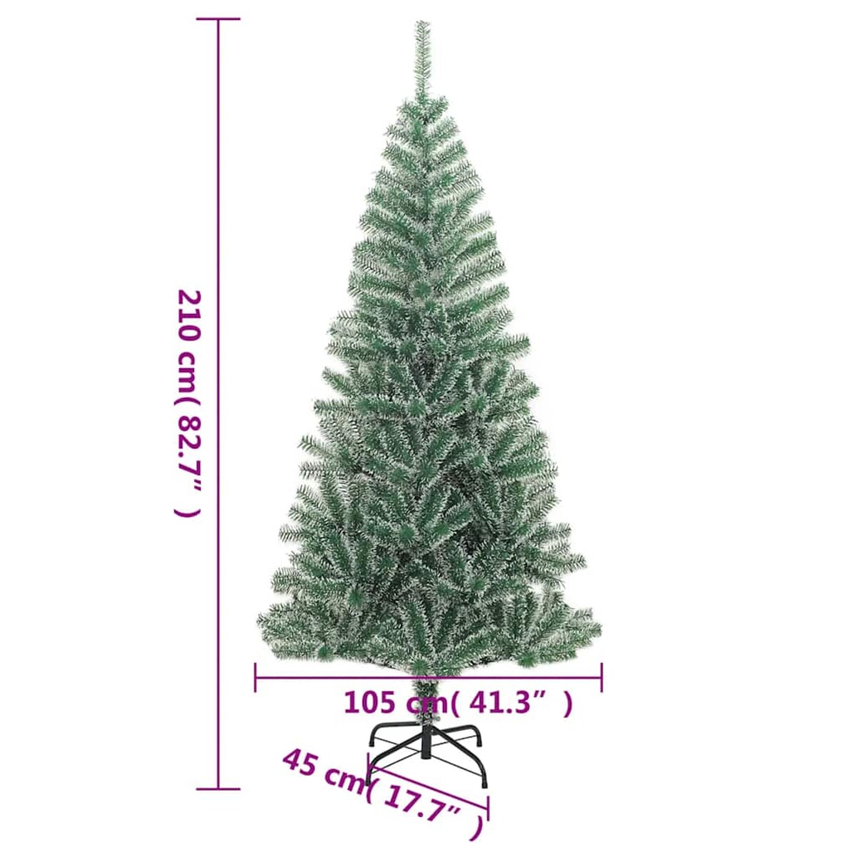 vidaXL Sztuczna choinka z 300 LED, bombkami i śniegiem, 210 cm