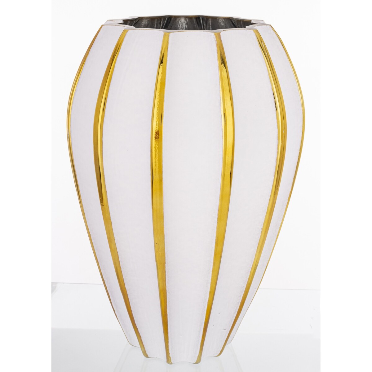 Wazon szklany biało-złoty 29,5x20x20 cm PLORERA-2