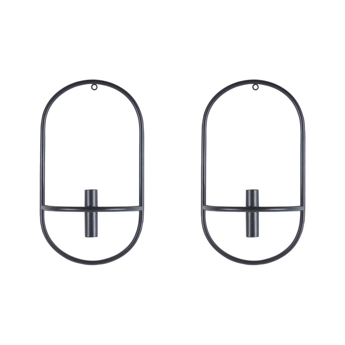 Zestaw 2 świeczników ściennych metalowy czarny CAVIANA