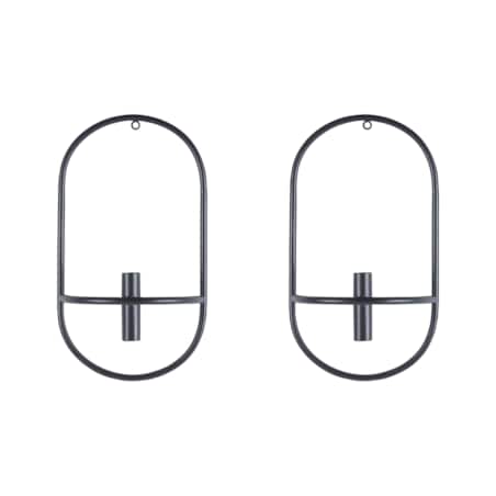 Zestaw 2 świeczników ściennych metalowy czarny CAVIANA