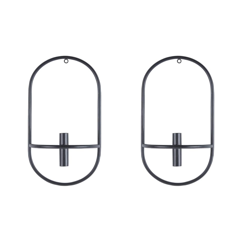 Zestaw 2 świeczników ściennych metalowy czarny CAVIANA