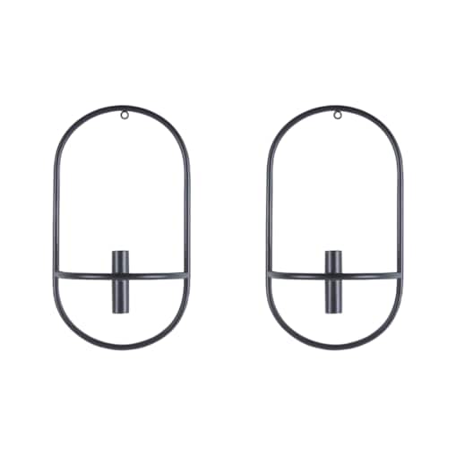 Zestaw 2 świeczników ściennych metalowy czarny CAVIANA