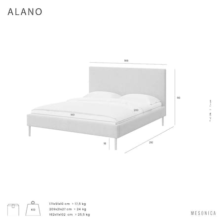 Mesonica Łóżko Alano, kremowe, 160x200