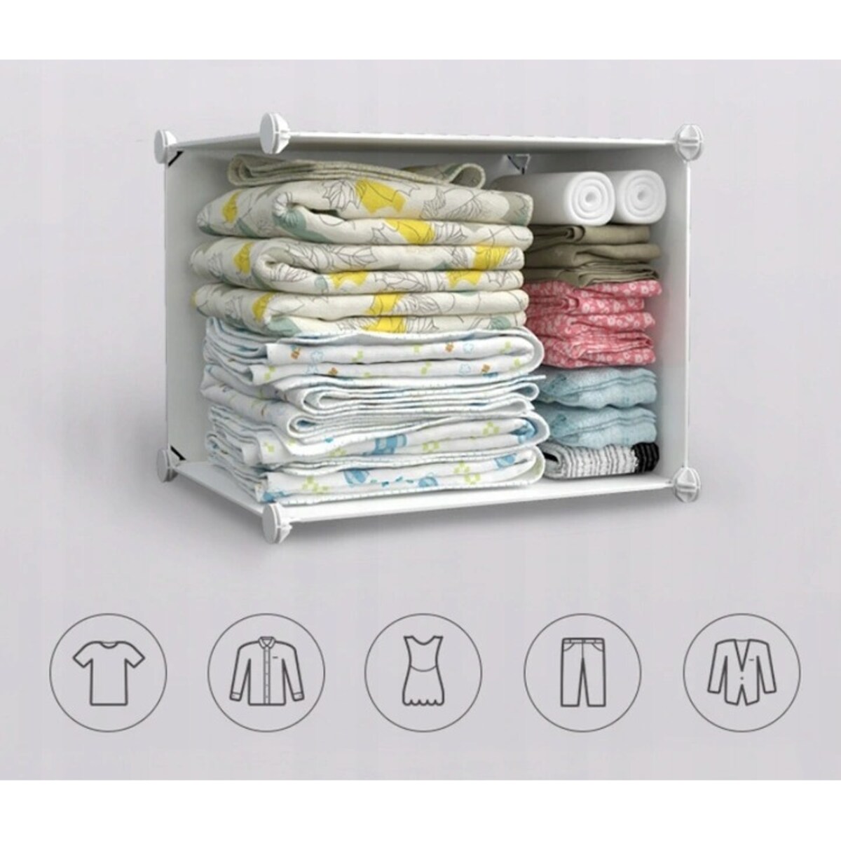 Duża szafa modułowa biała pojemna garderoba xxl na ubrania półki drążek