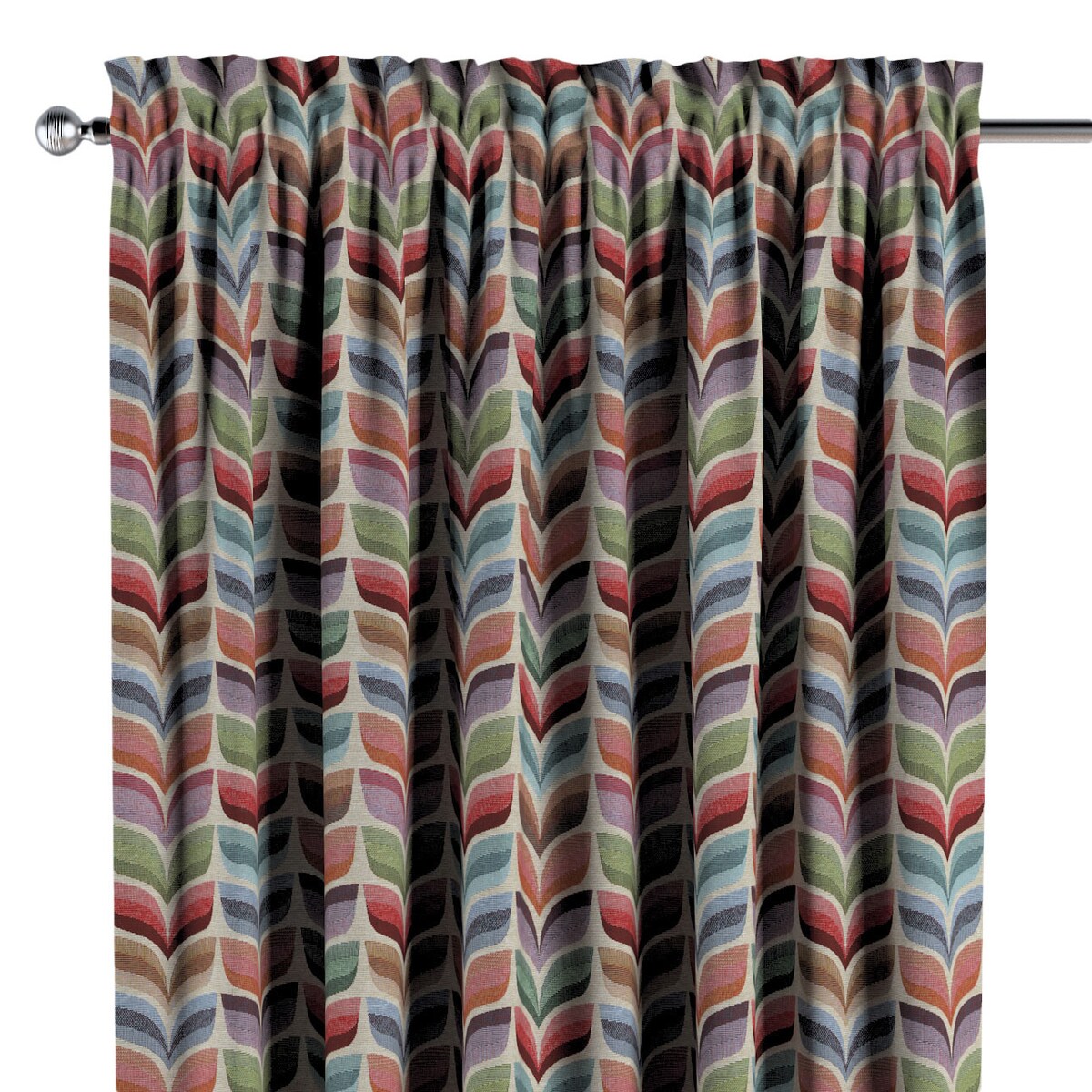 Zasłona na kanale z grzywką 1 szt. 130x260 różowo-niebieski motyw roślinny