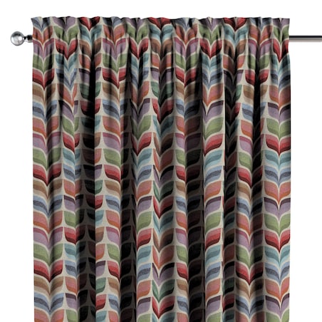 Zasłona na kanale z grzywką 1 szt. 130x260 różowo-niebieski motyw roślinny