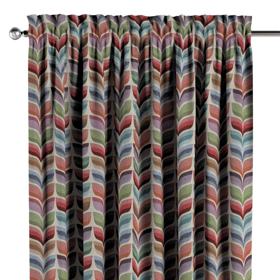 Zasłona na kanale z grzywką 1 szt. 130x260 różowo-niebieski motyw roślinny