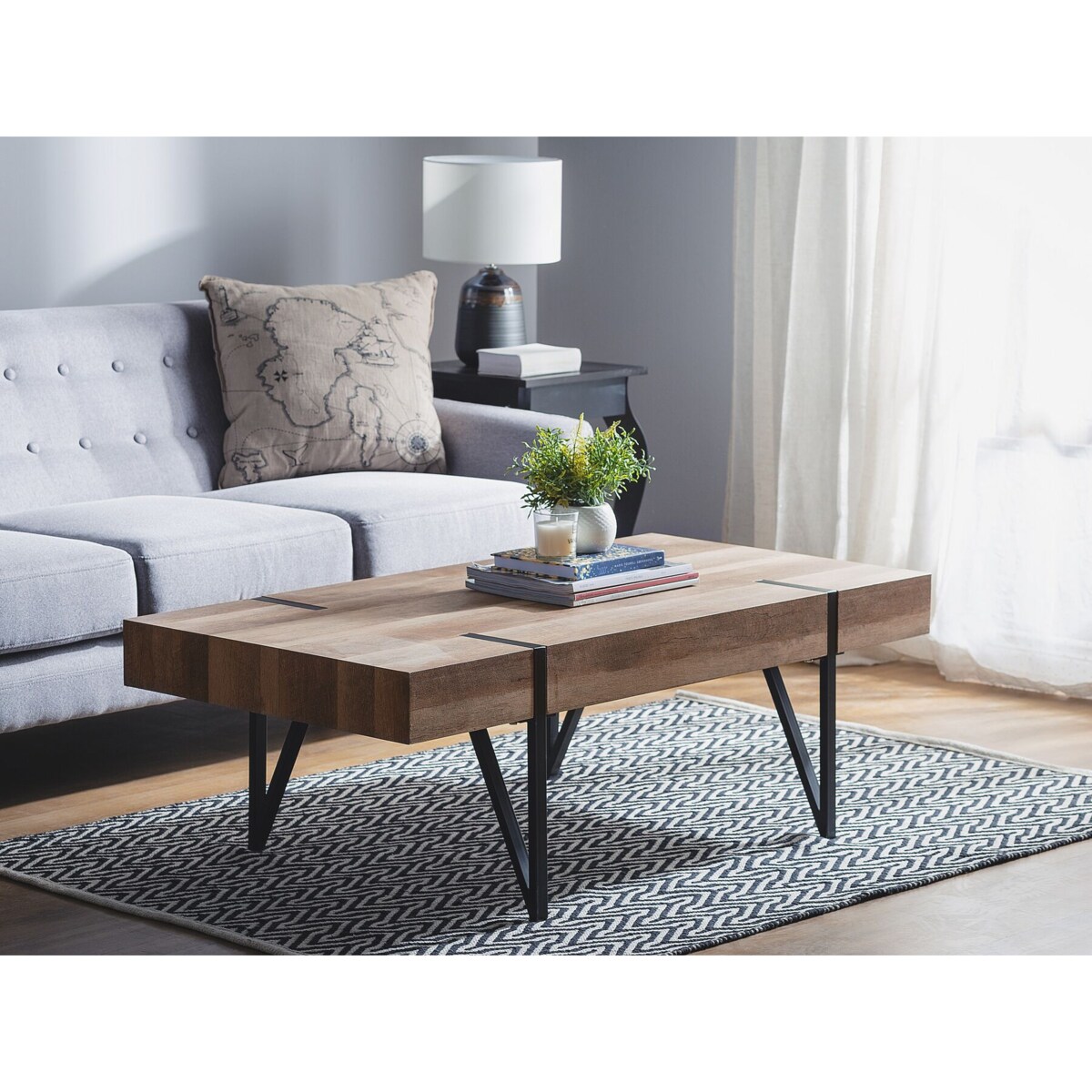 Stolik kawowy brązowy z czarnym ADENA