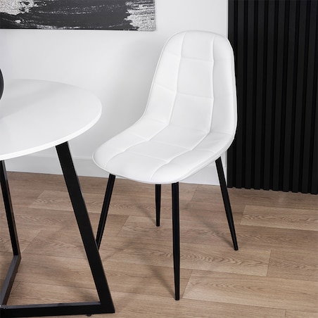 Krzesło tapicerowane ekoskóra białe nowoczesne loftowe