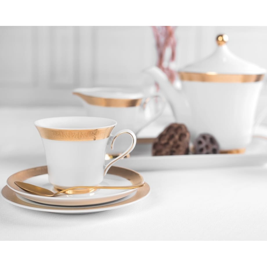 FIliżanka 220 ml ze spodkiem Margaret Złota G666