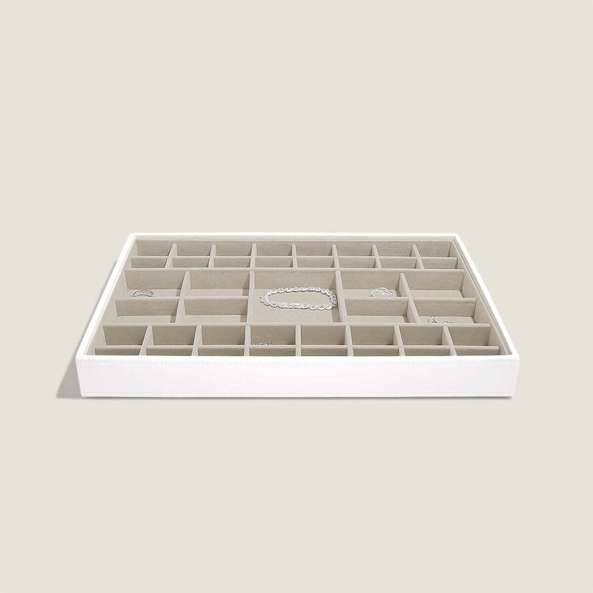 Szkatułka na biżuterię Stackers 41 komorowa supersize biało-beżowa