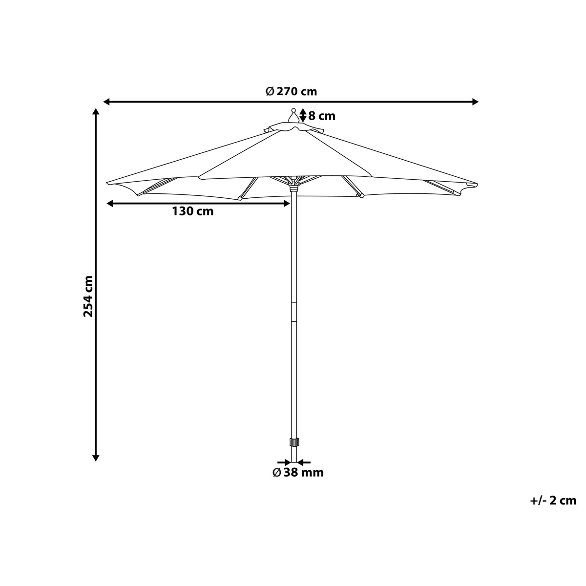 Parasol ogrodowy 270 cm TOSCANA Czerwony