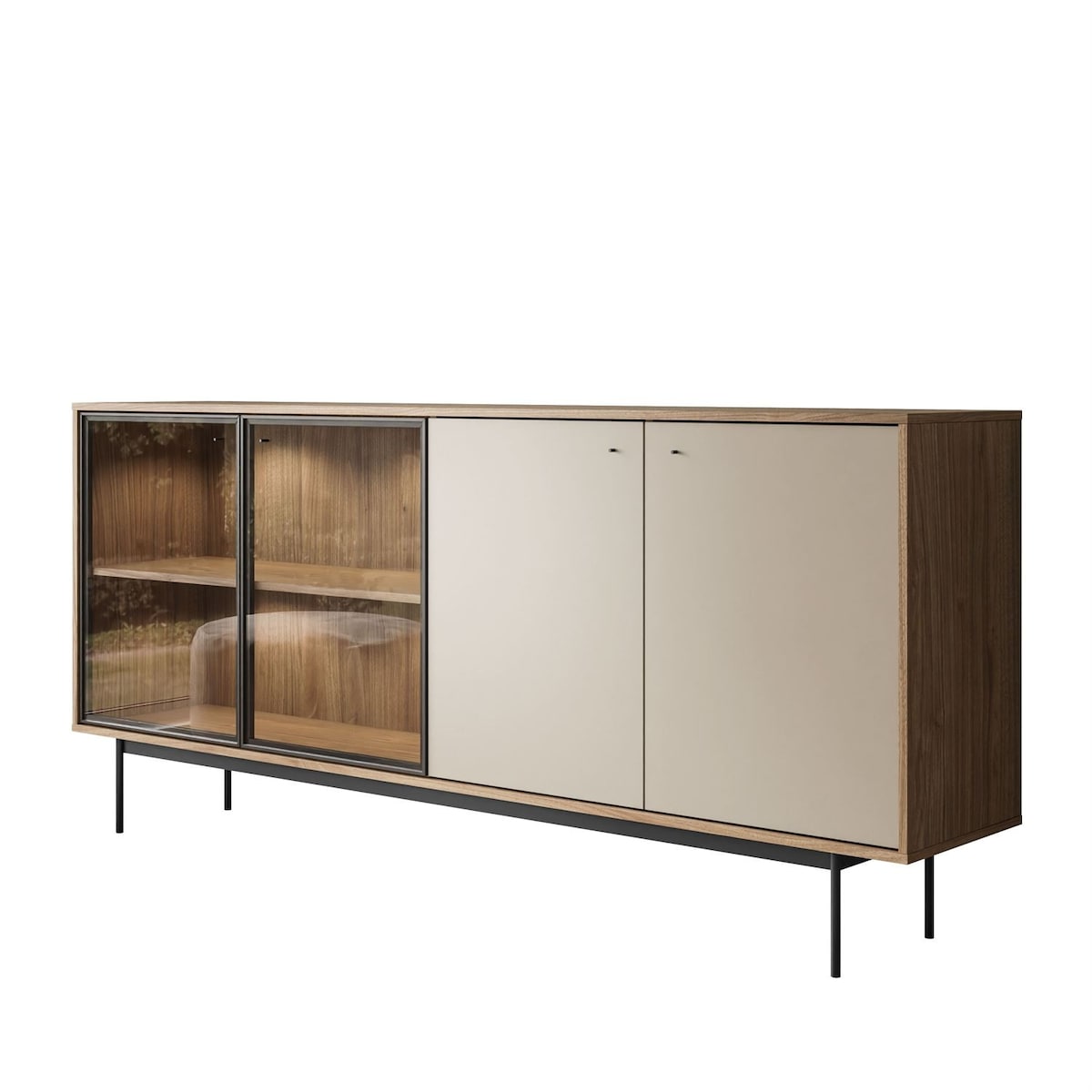 Komoda czterodrzwiowa ISA 4D z oświetleniem LED glina + columella