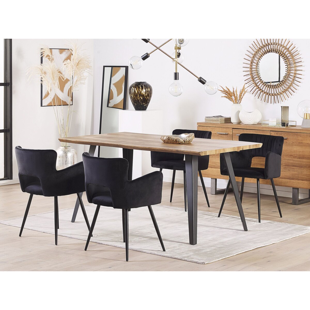 2 krzesła do jadalni welurowe czarne SANILAC