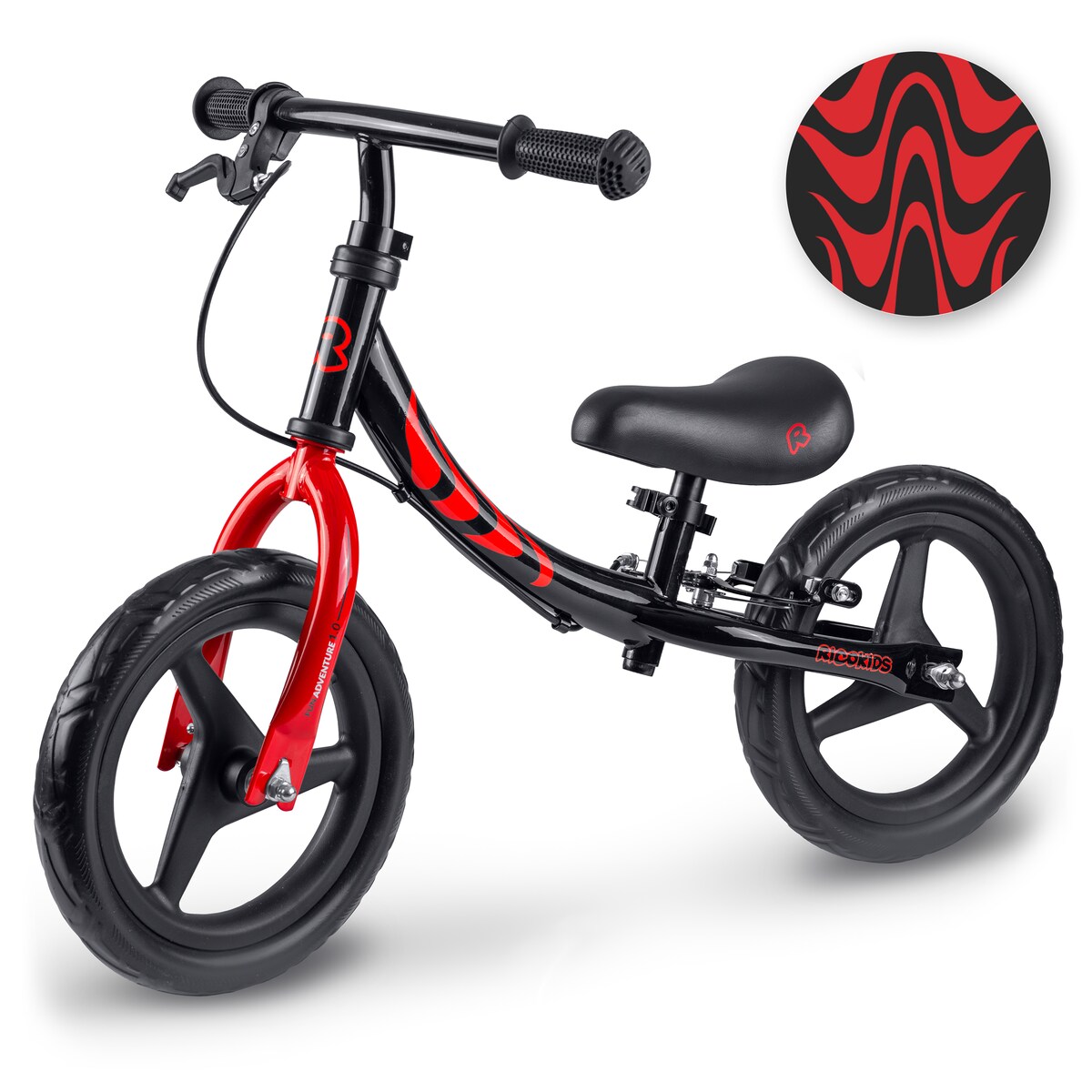 Rowerek biegowy dla dzieci rower dziecięcy lekki Fun Adventure Ricokids czarno-czerwony