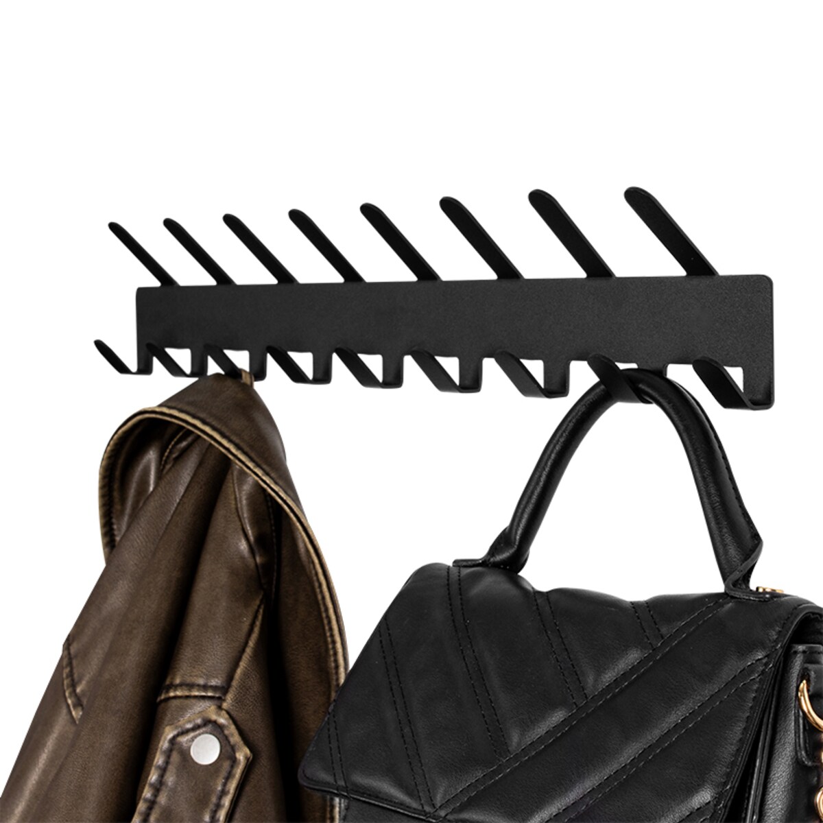 WIESZAK ŚCIENNY CZARNY NA UBRANIA KLUCZE AKCESORIA DO PRZEDPOKOJU METALOWY