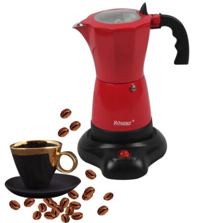 Kawiarka elektryczna kafeterka espresso czerwona ROSSNER