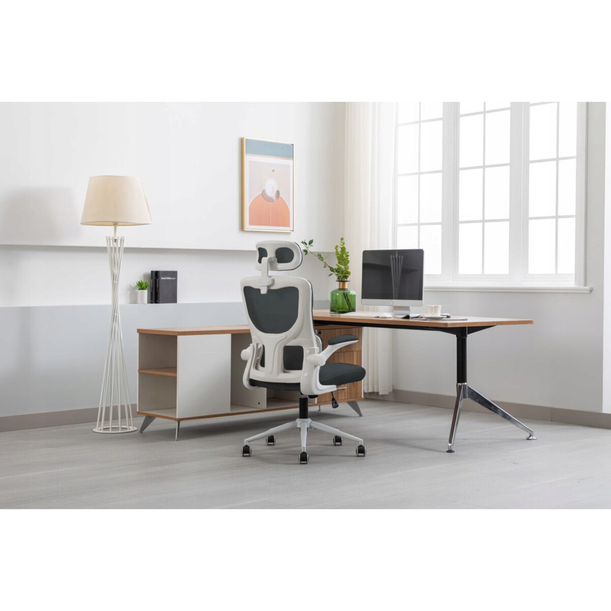 Fotel Krzesło Do Biurka Biura Zeo Czarny Biały