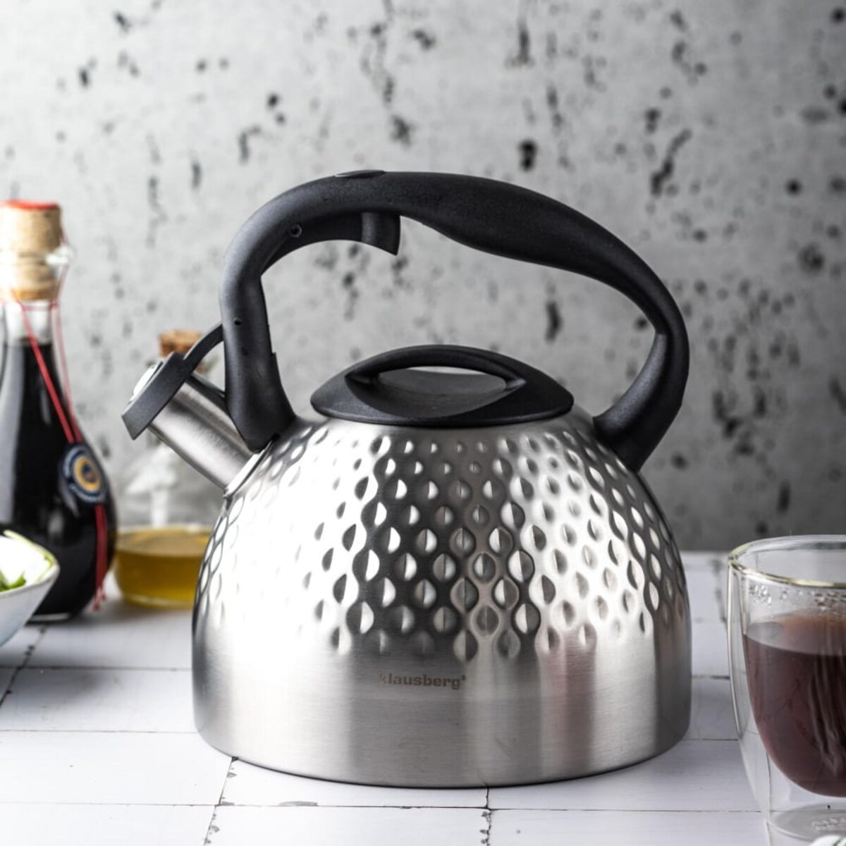 Czajnik stalowy z gwizdkiem 3.0L indukcja gaz srebrny KLAUSBERG