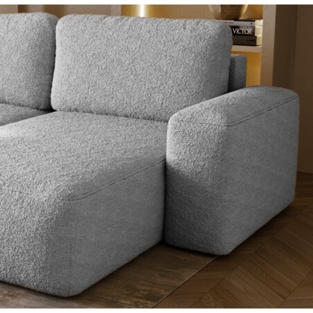 Narożnik Prawy ILO z funkcją spania i pojemnikiem na pościel, jasno-szary