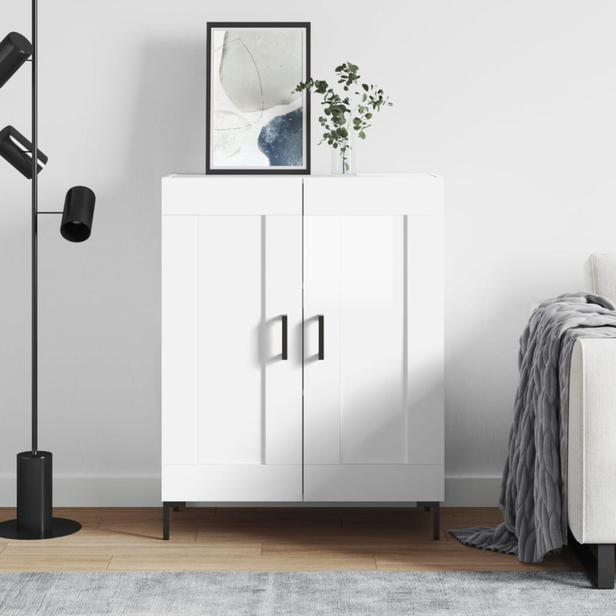 vidaXL Szafka, biała, połysk, 69,5x34x90 cm, materiał drewnopochodny