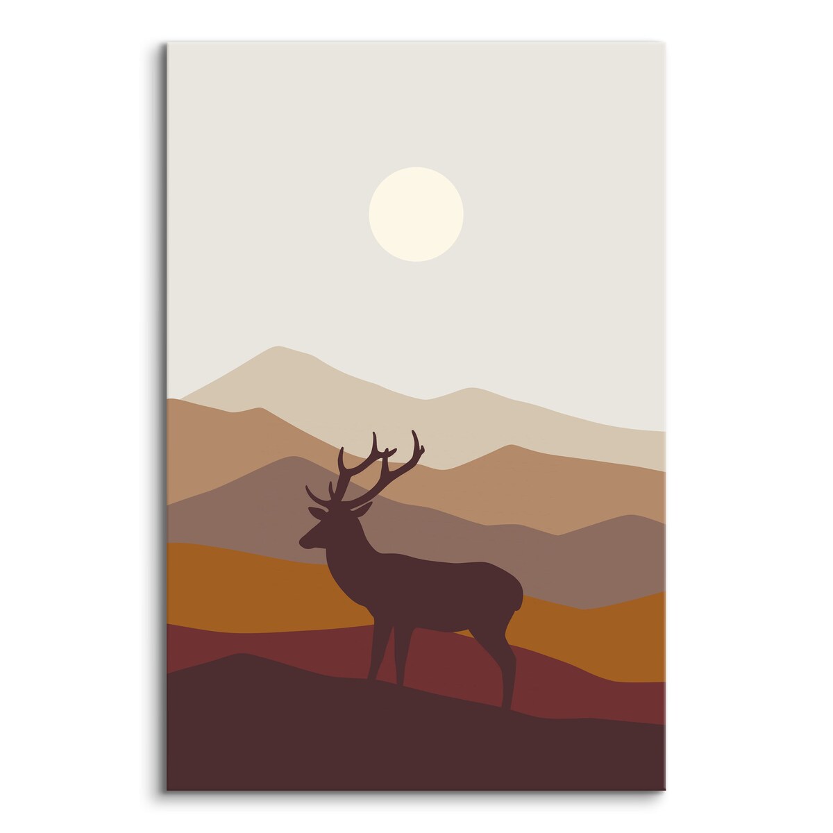 OBRAZ DO SALONU JELEŃ RYKOWISKO GÓRY KRAJOBRAZ STYL BOHO NATURA 30x40cm