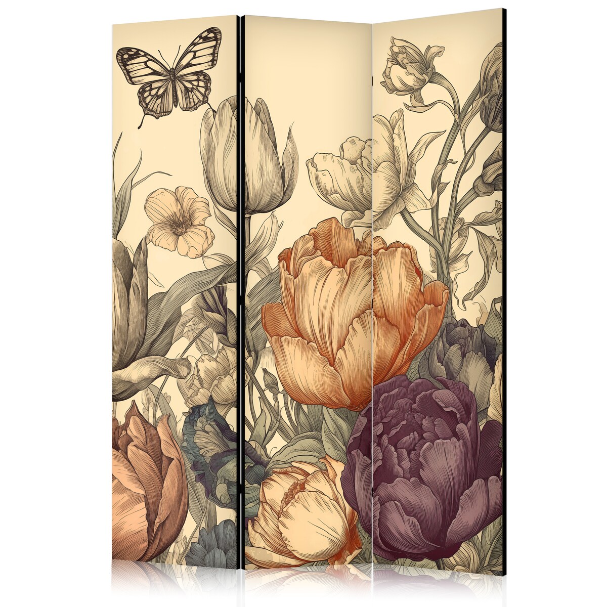 Parawan Akustyczny Tulipany w kremie 135x172cm