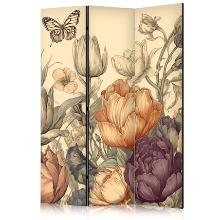 Parawan Akustyczny Tulipany w kremie 135x172cm