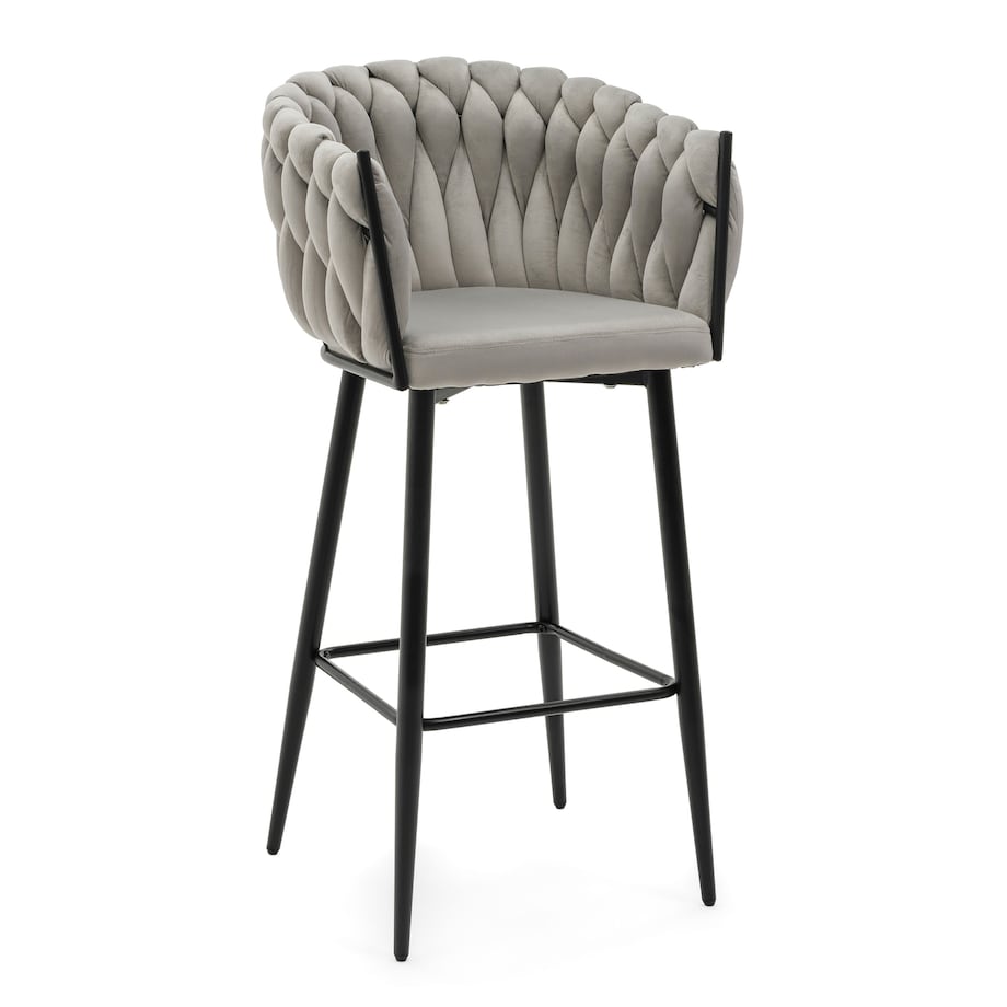 Hoker tapicerowany welurowy pleciony do salonu jadalni barowy glamour LATINA