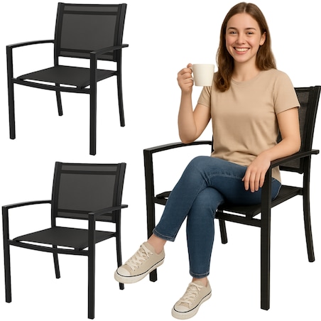 2 X Krzesło Ogorodowe Balkonowe Balkon Taras Komplet Zestaw Stal Nowoczesne