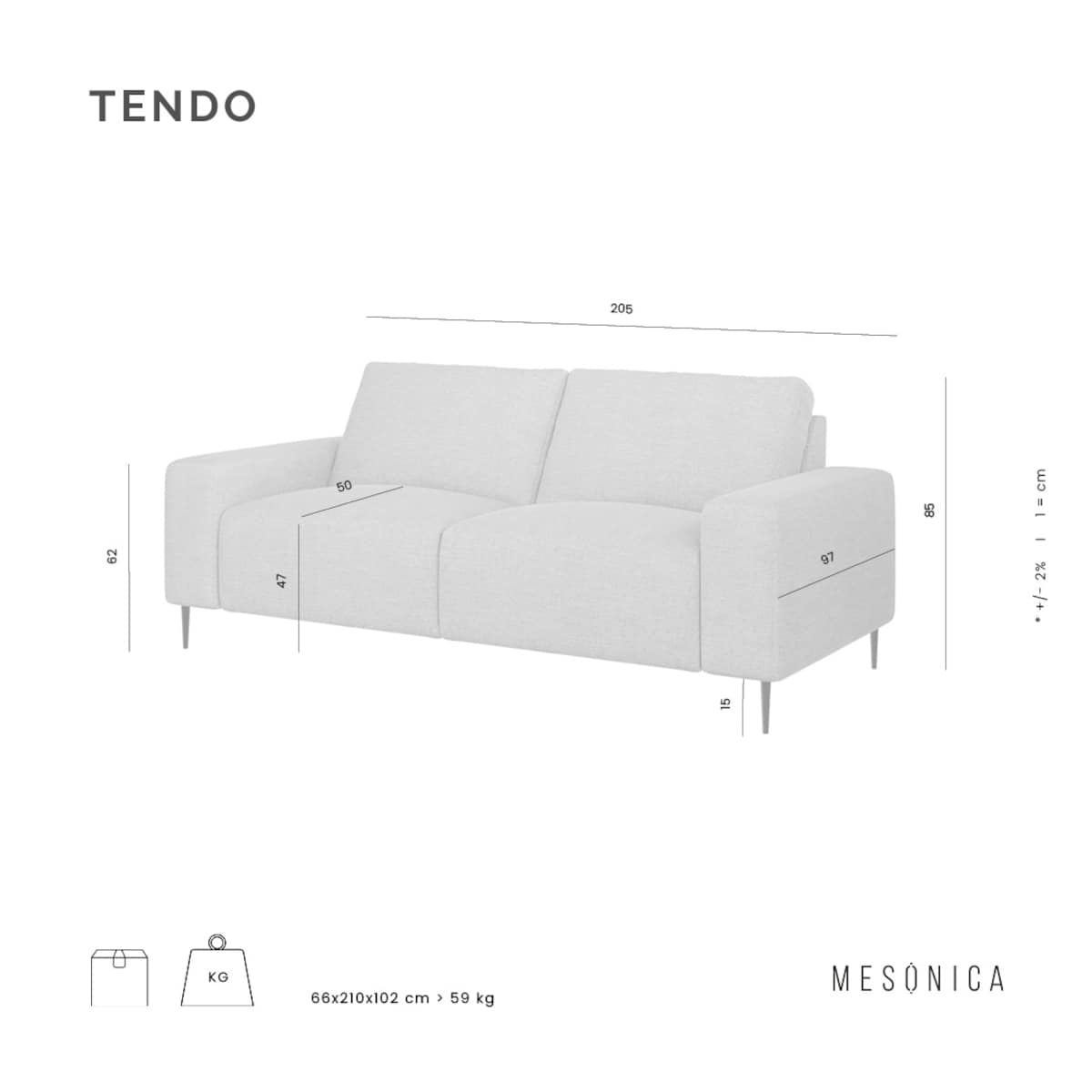 Tendo Sofa 2-osobowa - antracytowa