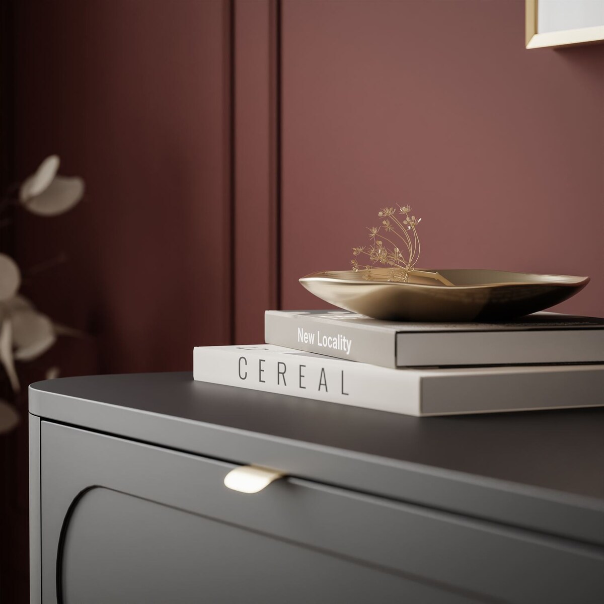 Komoda SHADOW II 4S z szufladami, nóżki skośne złote