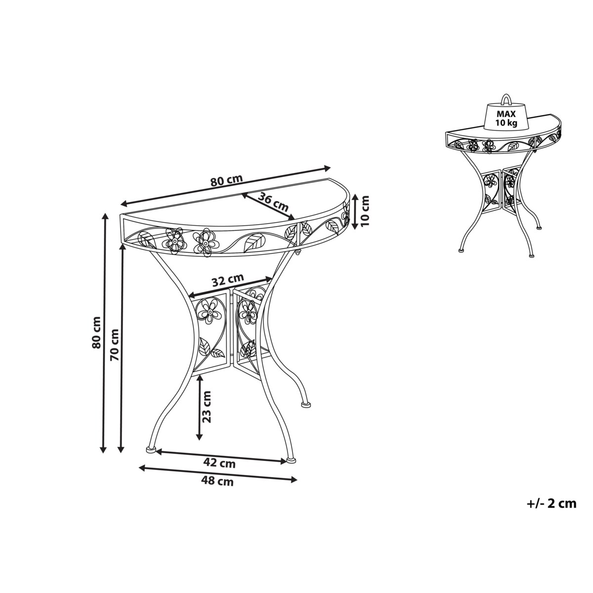 Stolik bistro YAVIZA 36 x 80 cm Metal Jasnobeżowy
