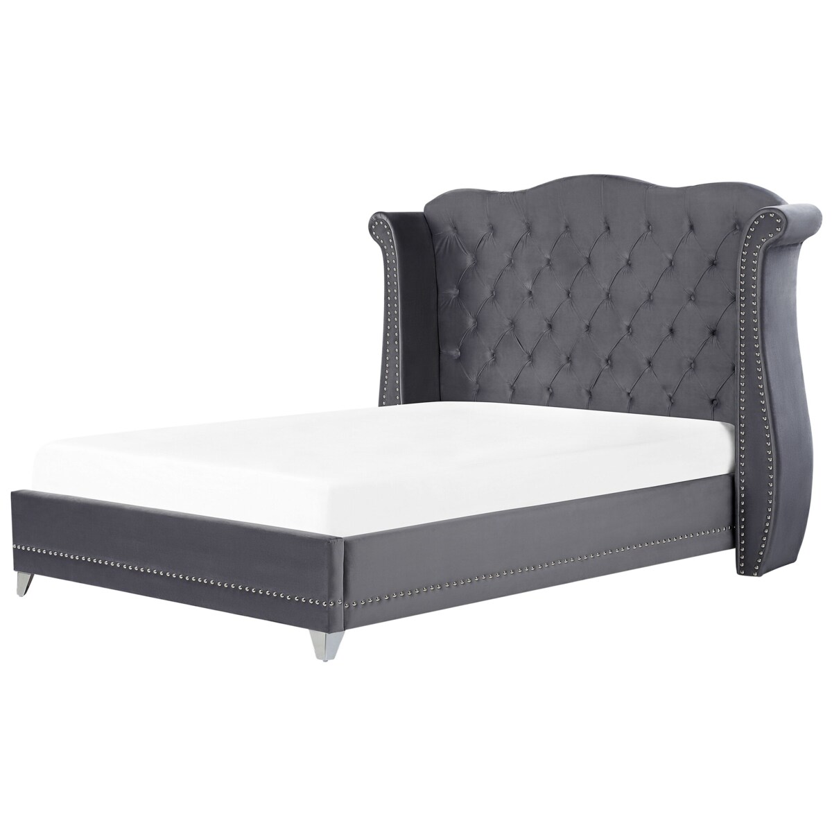 Łóżko welurowe 180 x 200 cm szare AYETTE