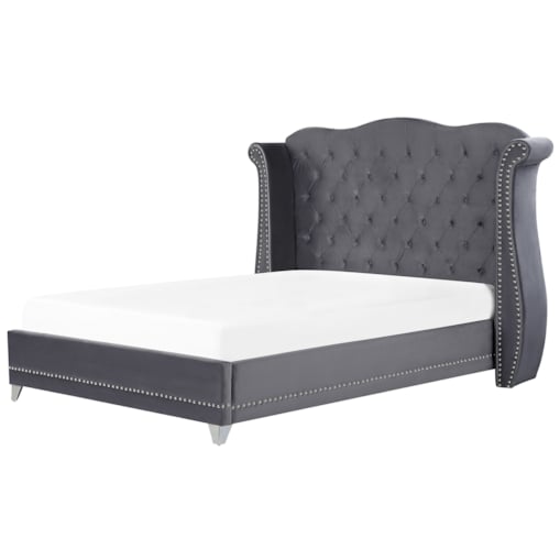 Łóżko welurowe 180 x 200 cm szare AYETTE