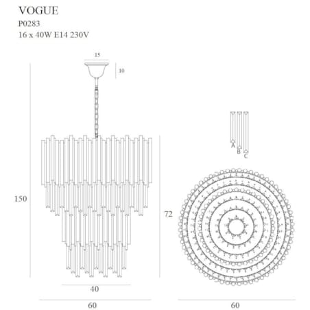 LAMPA wisząca VOGUE P0283 Maxlight glamour OPRAWA kryształowa zwis sople crystal złote przezroczyste