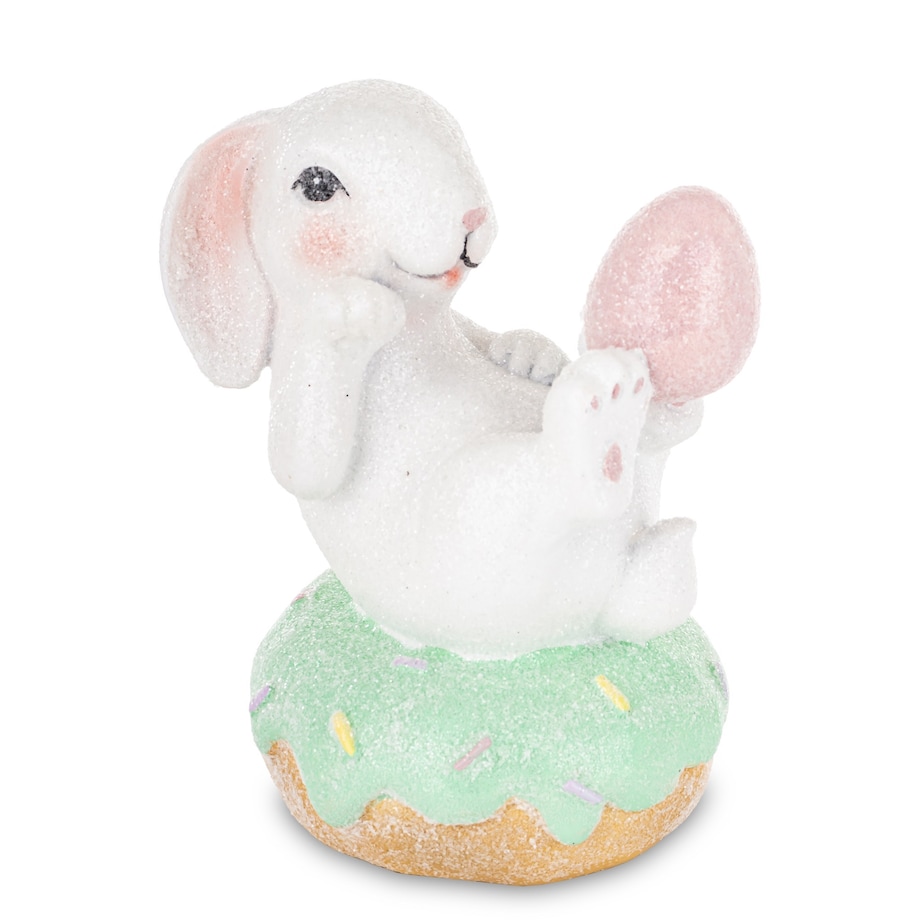 Dekoracja - króliczątko z pisanką i na pisance 13,5x9x9 cm BIELACZEK