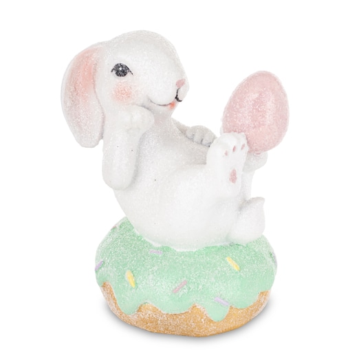 Dekoracja - króliczątko z pisanką i na pisance 13,5x9x9 cm BIELACZEK